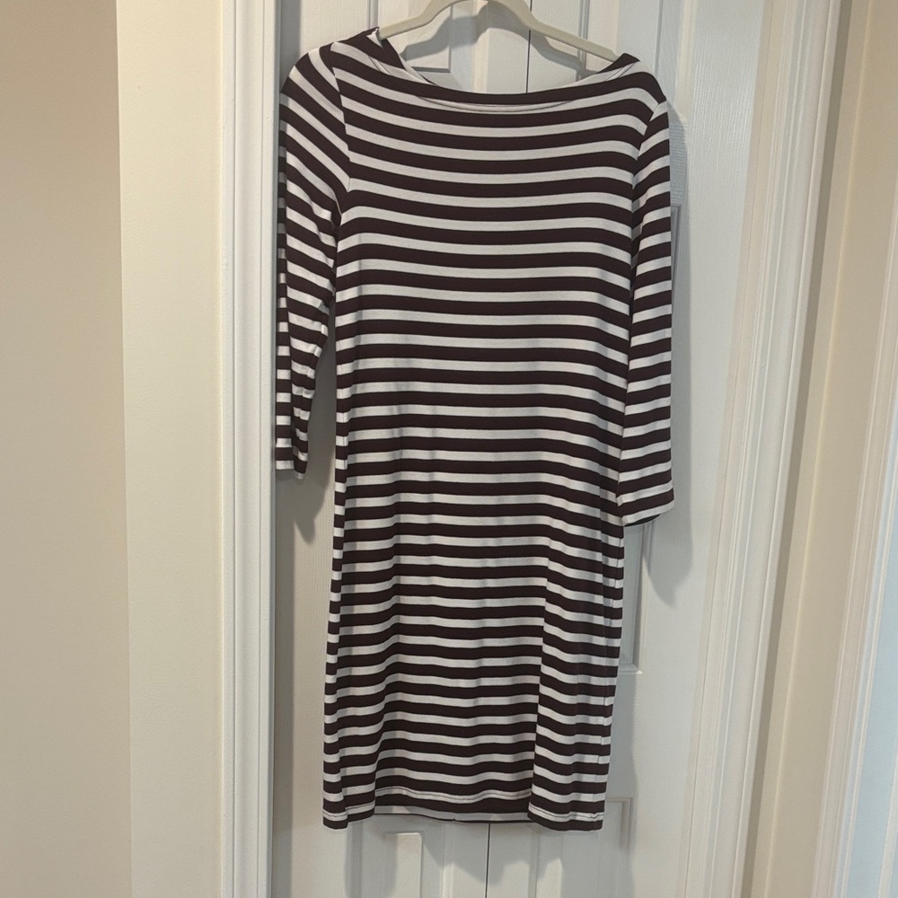 Striped Burgundy and White Women's Dress